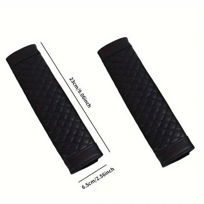 Leather Car Seat Belt Shoulder Cover Embroidery Wear-resistant Non-slip Leather Safety Cover Car Interior Decoration Products