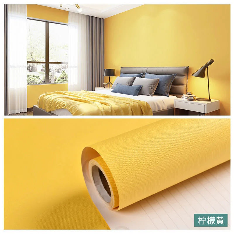 Macaron DIY Solid Color Stickers Self-adhesive Thickened Waterproof PVC Bedroom Dormitory Wardrobe Wall Renovation Wallpaper