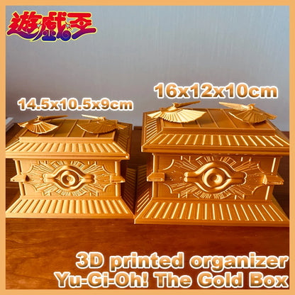 Large Capacity Magnetic Gold Sarcophagus Trading Card Storage Box 3D Printed Resin Yu-Gi-Oh Desktop Decor Anime Collectible Gift