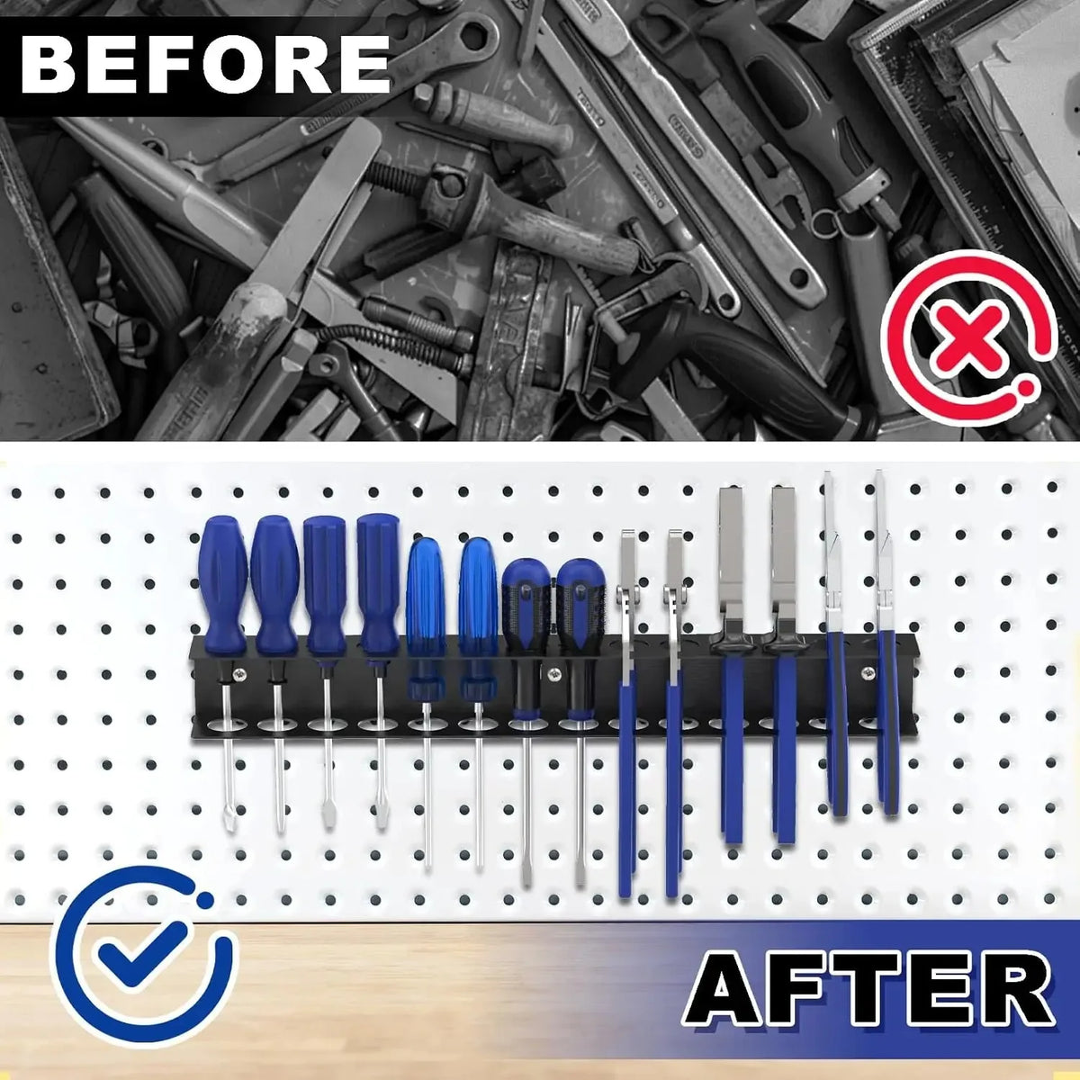 Wall-mounted Screwdriver Organizer 14-Hole Hardware Tool Storage Holder Stand for Hex Cross Screwdriver RC Tools