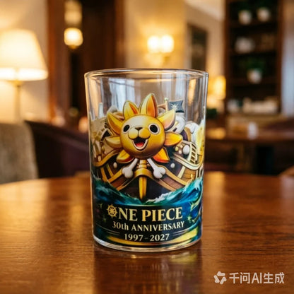 NEW Anime One Piece 30Th Anniversary Whiskey Tumbler Cup Luffy  Thousand Sunny Nami Glass Drinkware Coffee Cup Mug Gift