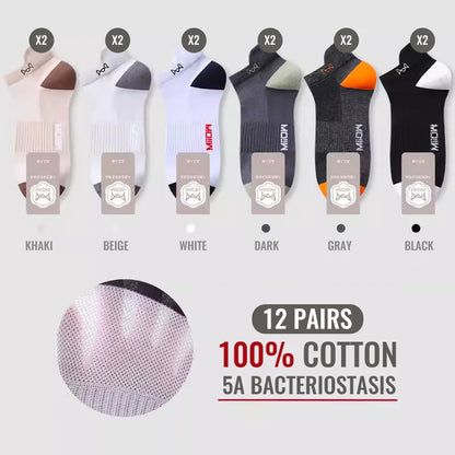 MiiOW 100% Pure Cotton Short Socks Men Ankle Sock Business Dress Ear-lifting Heel Protection Deodorant Antibacterial Sports Sock