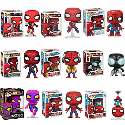 Funko Pop Spider-Man 03# 259# 265# 334# 399# 574# Black Gold Suit 911# Bobble Head Toys 913# Vinyl Figure Collectible Model Toy