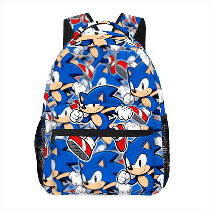 Cute Sonic The Hedgehog All Over Print Backpack Durable Casual Daypack With Mesh Pocket For School Picnic Travel