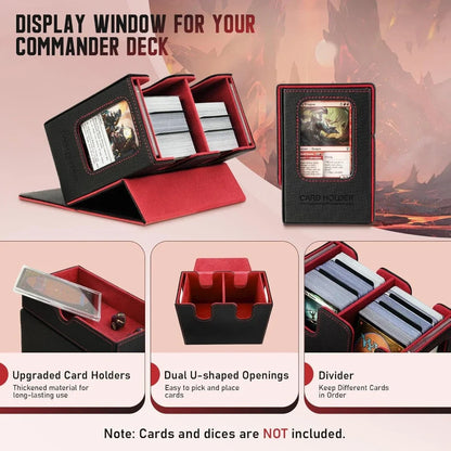 3in1 Deck Box Sports Card Storage Box Fits 200+ Single Sleeved Card Deck Case for MTG TCG CCG Cards with 4 Dividers 2 Toploaders