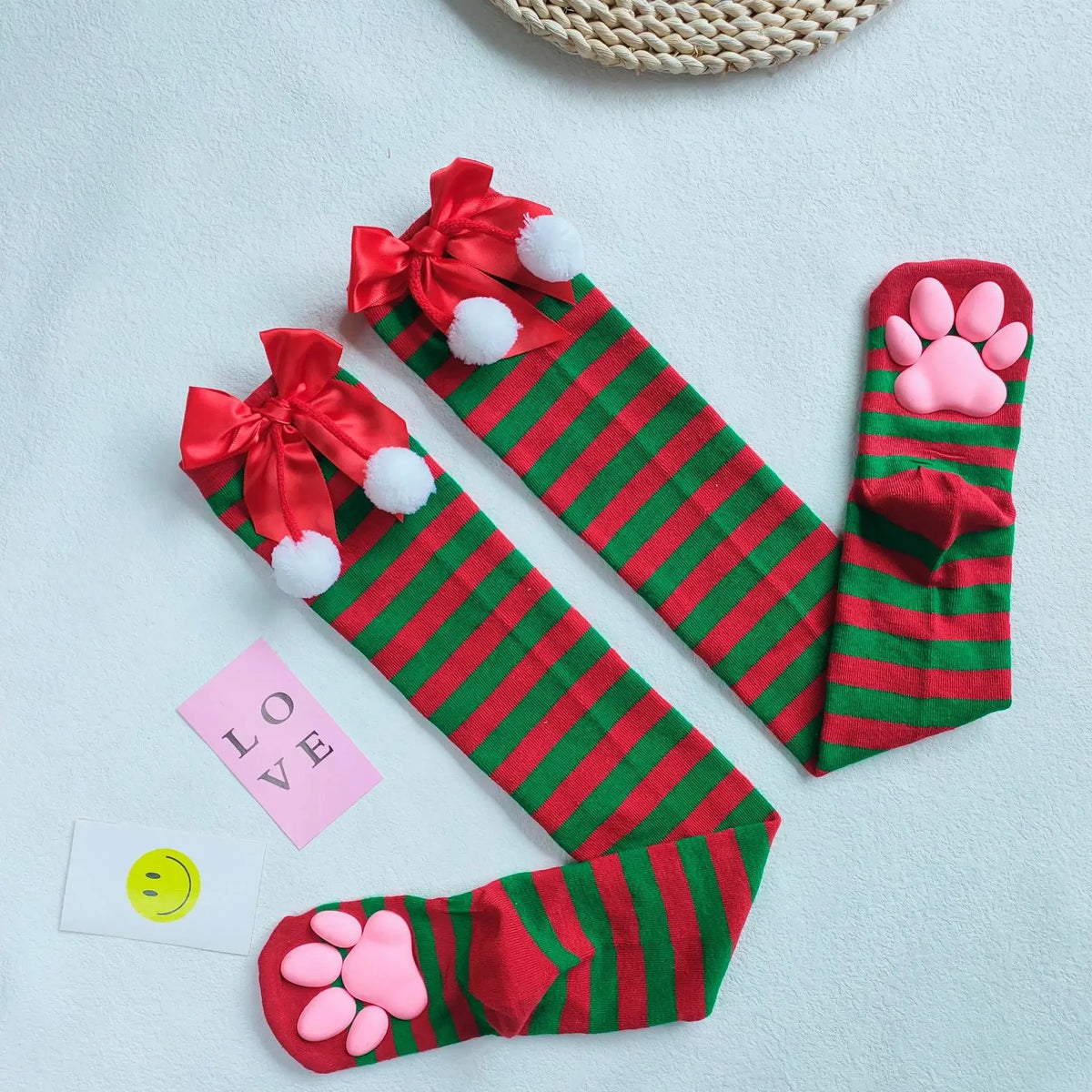 Womens Over Above Knee Socks Thigh High Stockings Kitten Claw Cat Paw Pad Ladies pink 3D Long Sock Cosplay Harajuku Y2k female