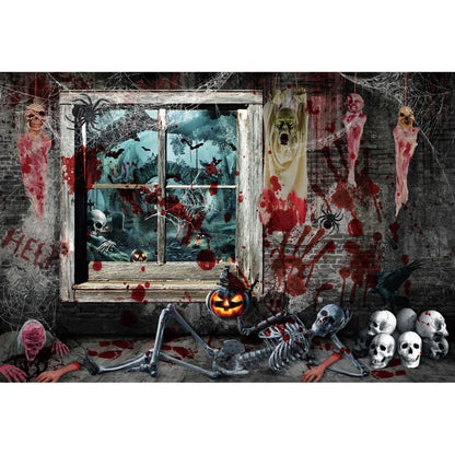 Horror Halloween Scary Blood Splatter Backdrop Red Blood Dripping Ghost Shadow Zombie Vampire Photography Background Studio