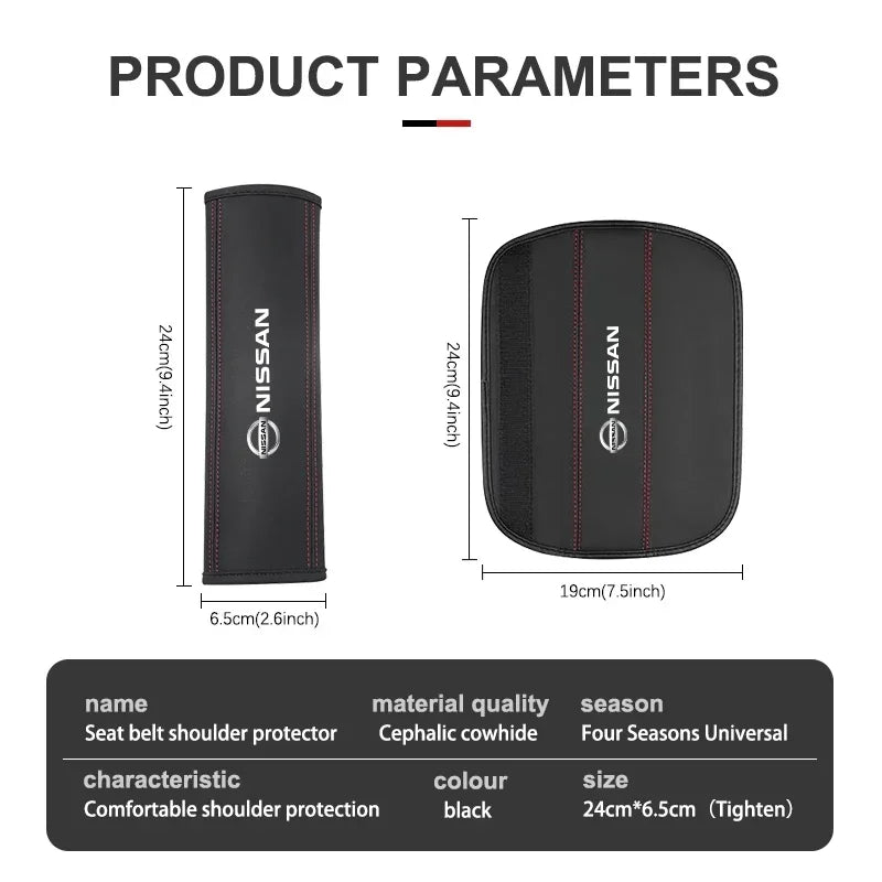 2PCS Car Safety Belt Protective Pads Shoulder Cover for Nissan Sylphy N7 Teana Qashqai Note J10 J11 Navara Juke GTR Tiida Patrol