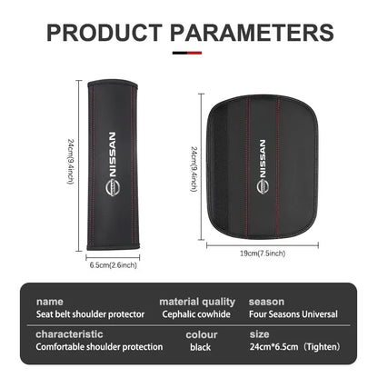 2PCS Car Safety Belt Protective Pads Shoulder Cover for Nissan Sylphy N7 Teana Qashqai Note J10 J11 Navara Juke GTR Tiida Patrol