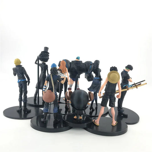 9pcs/set Black Golden Color Anime Figure One Piece Luffy Zoro Sanji Nami Brook Action Figure Collection Model Toy Gifts