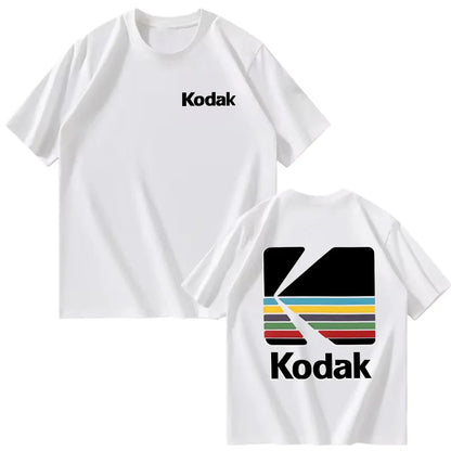 Kodak Summer Brand Men T-shirt Cotton Solid Color Daily Graphic Print Casual Breathable Short Sleeve Top Tees Women Clothing