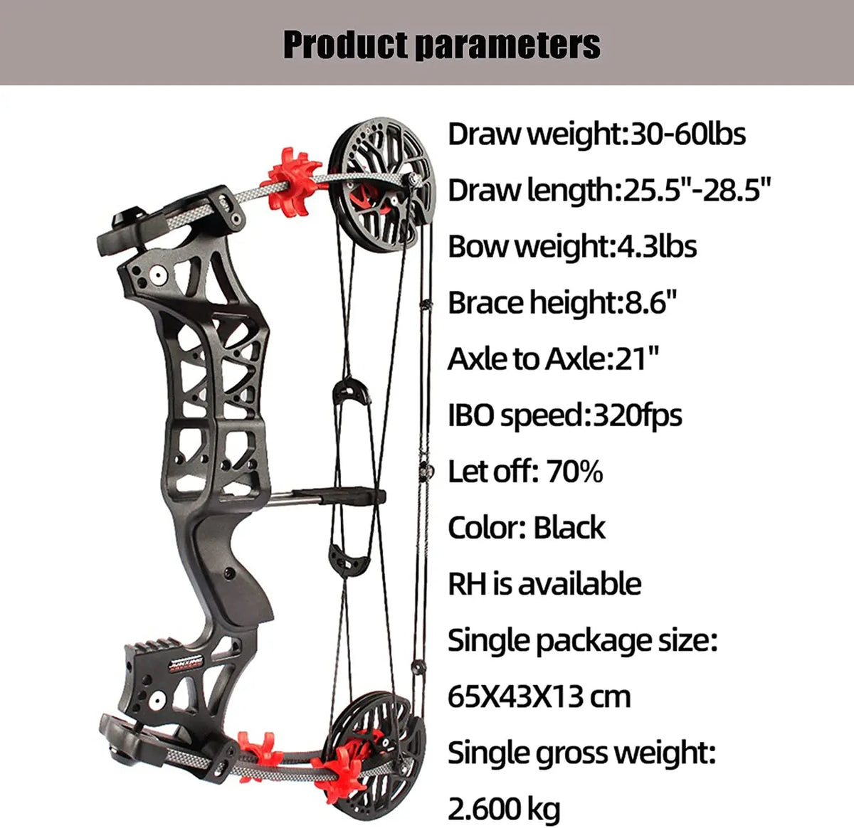 Compound Bow Kit M109E Steel Ball Compound Bow 30-60lbs 25.5-28.5Draw Length Adult Compound Bow Left and Right Hands Shooting Hu