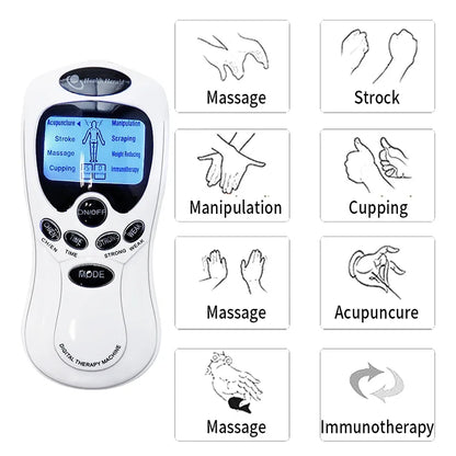 Dual Output Electric Tens Pulse Massager Instrument Electrical EMS Muscle Stimulator Acupuncture Massage for Neck Back Full Body