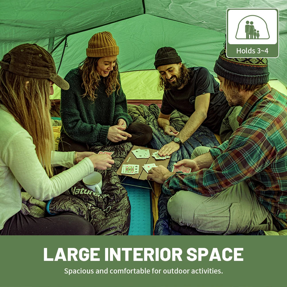 Naturehike Opalus 3 Person Tunnel Tent Waterproof Large Space Cycling Backpacking Tent Portable 4 Season Beach Camping Tent