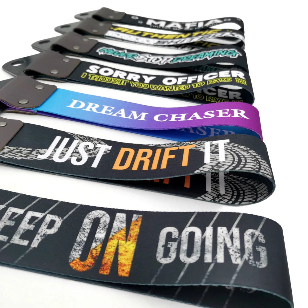 1PC New JDM Tow Strap Car Trailer Strap Tow Bar Nylon Car Tow Rope Hook Front Bumper Decorative Tow Hook Tuning shitbox