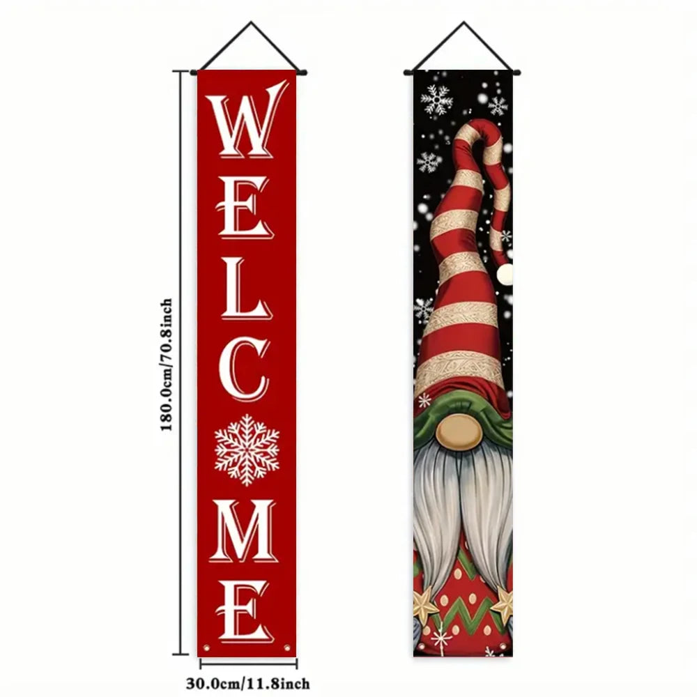 Christmas New Year Decorations Couplet Santa Snowman Door Banner For Home 2025 Xmas Hanging Ornaments Navidad Gift New Year 2026