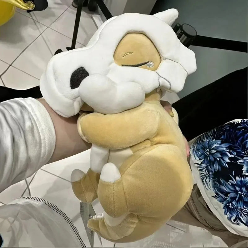 32cm Anime Sleeping Cubone Dinosaur Head Mask Plush Toy Soft Pillow Room Decorative Seat Cushion Cute Companion Comfort Doll