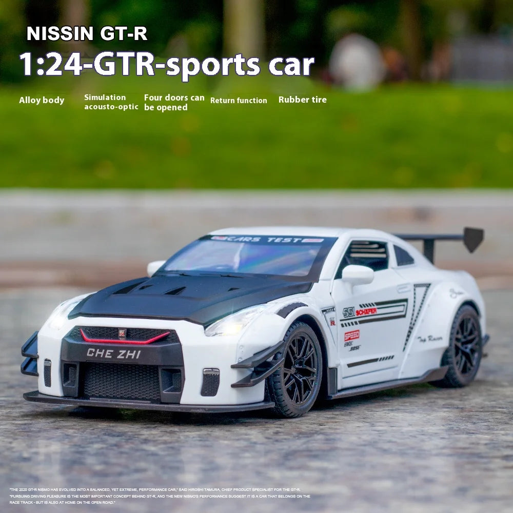 Large Size 1:24 Simulated Nissan GTR-r35 Car Model Sports Car Model Simulation Alloy Car Model Toy Collection Gift