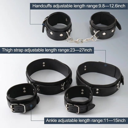 BDSM Bondage Wrist Thigh Cuffs and Ankle Sex Restraints Set Adjustable Leg Straps Handcuffs Couple Beginner SM Game Play