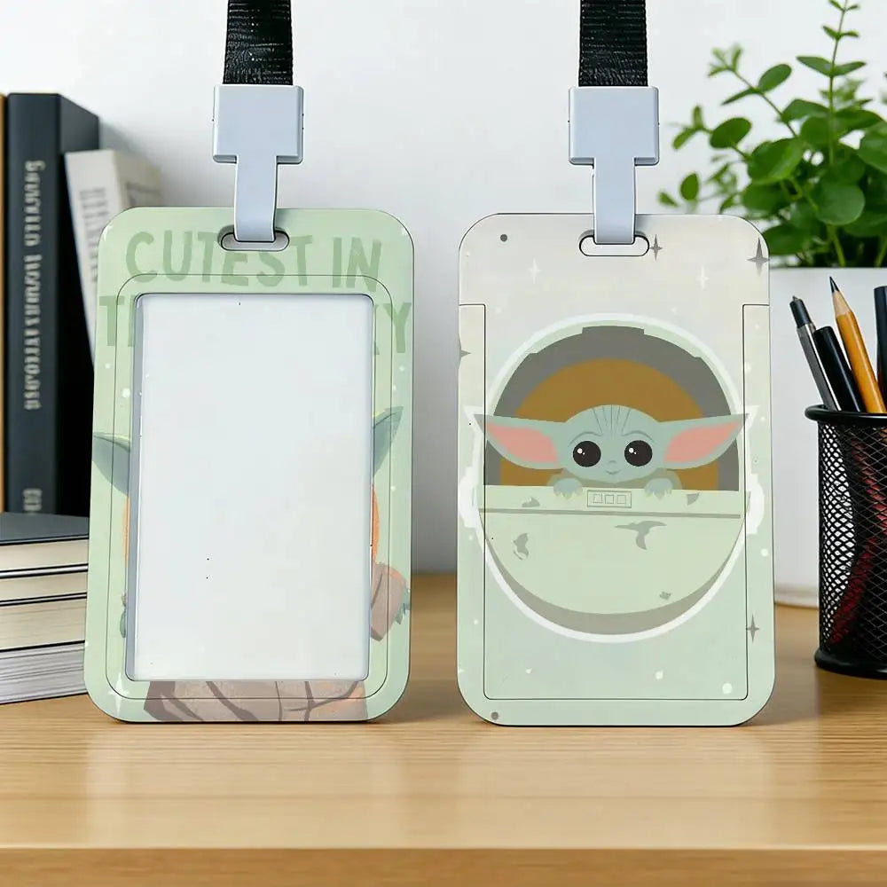 Cartoon Star Wars War Yoda Card Holder Employee Card Cover Lanyard Work Business ID Badge Holder Name Tag Cards Case
