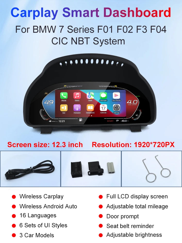 For BMW 5/6/7 series F06 F10 F11 F12 F01 F02 F03 X5 F15 X6 F16 X3 F25 X4 F26 Lcd Digital Dashboard Cluster Support Carplay Auto