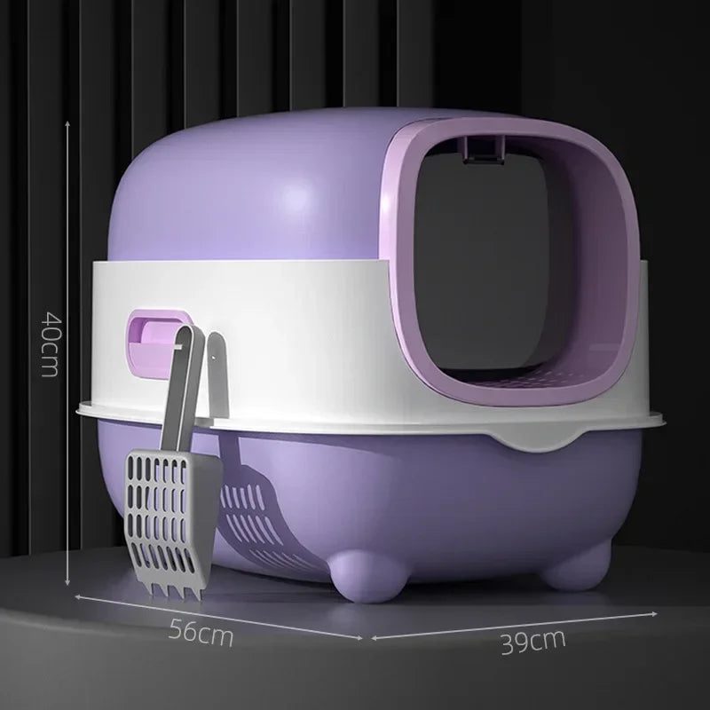 Oversized Cat Litter Box Fully Enclosed Pet Toilet Automatic Deodorizing Flip-top Cat Shit Basin