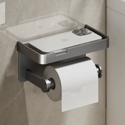 Toilet Paper Holder ﻿Aluminum Alloy Wall-Mounted Toilet Roll Holder Storage Toilet Paper Dispenser Bathroom Kitchen Towel Rack