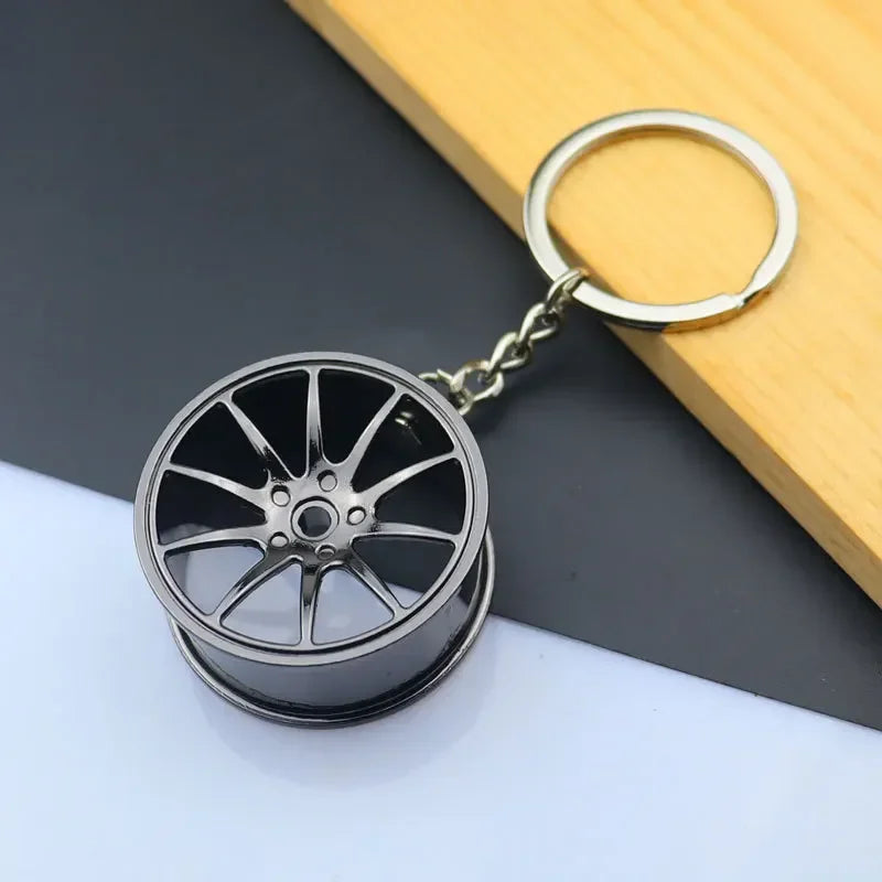 Metal Mini Car Auto Creative Wheel Keychain Parts Auto Enthusiast  Accessories KeyKeyring Ring Chain for Men Woman Lover Gift