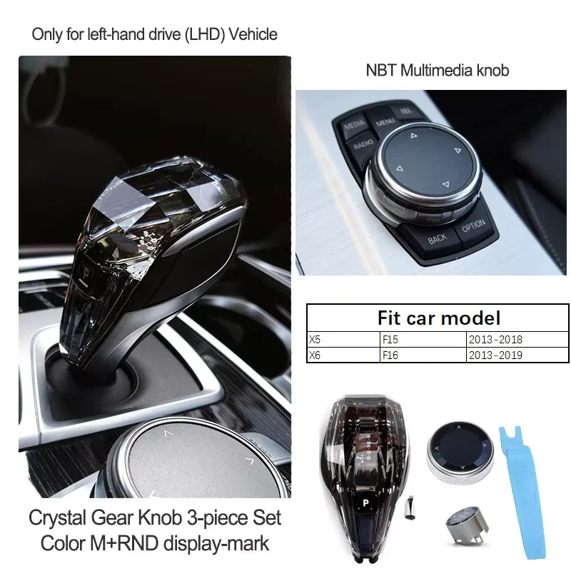 Crystal Gear Shift Lever Knob Set For BMW 5 Series G30 G32 G01 G08 7 Series G11 G12 F10 F20 F30 F32 F25 F26 X5 X6 F15 F16