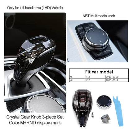 Crystal Gear Shift Lever Knob Set For BMW 5 Series G30 G32 G01 G08 7 Series G11 G12 F10 F20 F30 F32 F25 F26 X5 X6 F15 F16