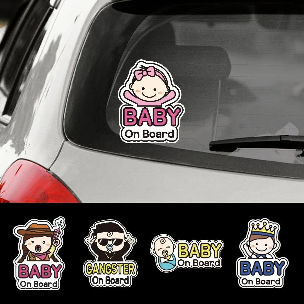 Baby on Board Car Sticker Creative Cartoon Cute Warning Sign Safety Vinyl Decal Auto Rear Window Windshield Decor Accessories