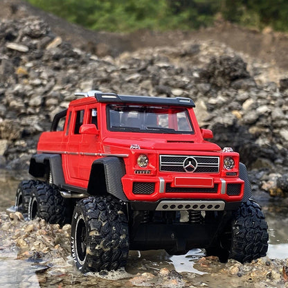 1:28 G63 G65 6*6 Big Tyre Alloy Pickup Car Model Diecast & Toy Metal Off-Road Vehicles Car Model High Simulation Childrens Gift