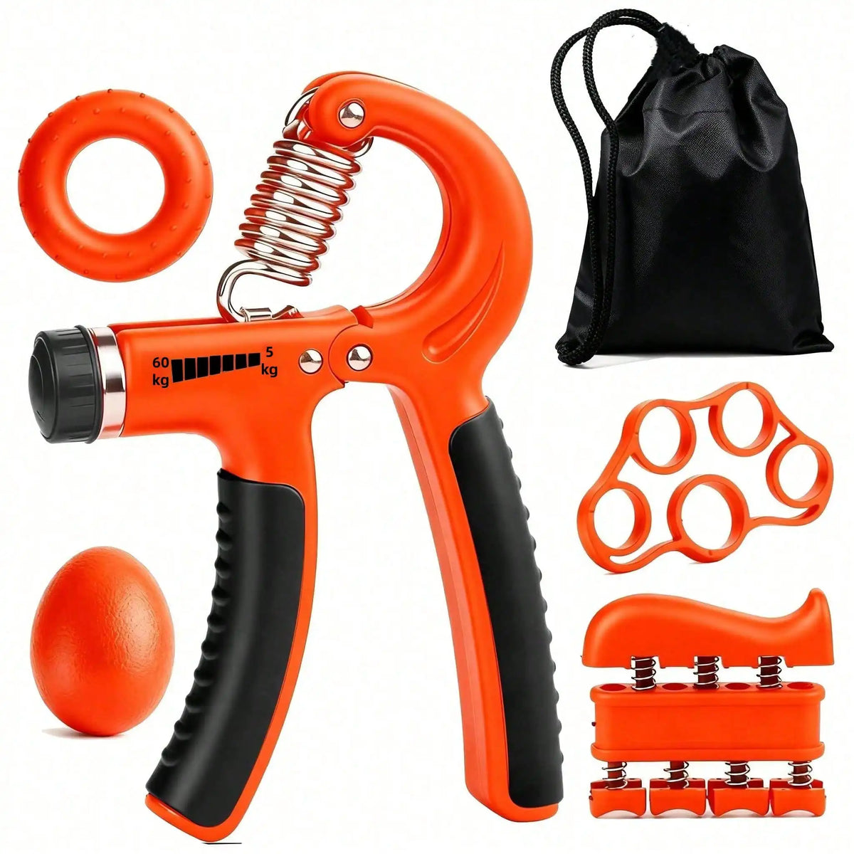 Adjustable Counting Hand Gripper 5-Piece Set: Forearm Trainer, Finger Stretch Rope, Grip Ring & Stress Ball for Strength Trainin