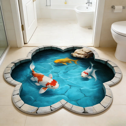Koi Fish Pattern Bedroom Decor Round Carpet Anti-slip Carpets for Living Room Fluffy Soft Lounge Floor Mat Thick Plush Study Rug