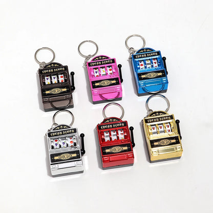 Mini Gambling Slot Machine Key Chains Creative Arcade Pocket Fruit Lucky Jackpot Gadget Antistress Toy Funny Games Keychain Ring