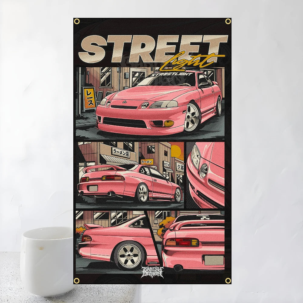 60x90cm 90x150cm Racing JDM Car Art Flag Polyester Printed Banner For Home Decoration