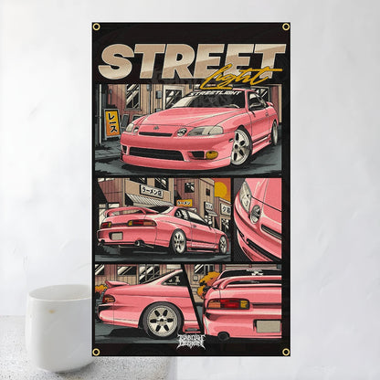 60x90cm 90x150cm Racing JDM Car Art Flag Polyester Printed Banner For Home Decoration