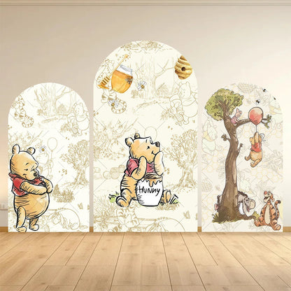 Winnie The Pooh Arch Backdrop Cover Elastic Fabric Newborn Baby Birthday Party Supplies Birthday Party Photo Studio Decoration