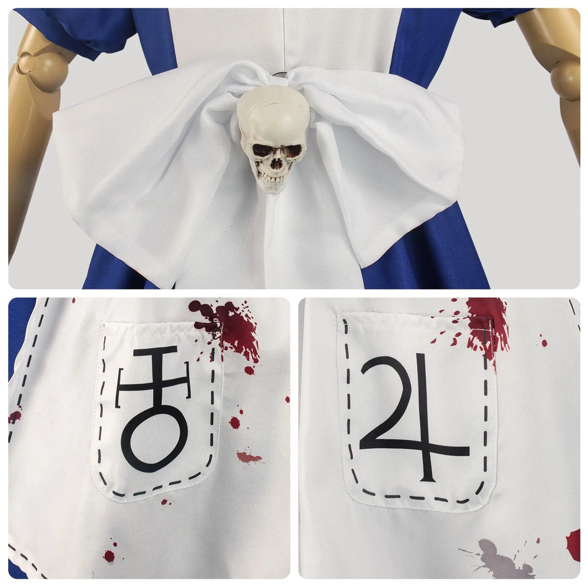 Women's Anime Alice Cosplay Costume with Necklace Alice Dress Maid Apron for Halloween Game Madness Returns Theme Girls' Outfit
