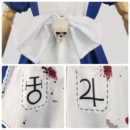Women's Anime Alice Cosplay Costume with Necklace Alice Dress Maid Apron for Halloween Game Madness Returns Theme Girls' Outfit