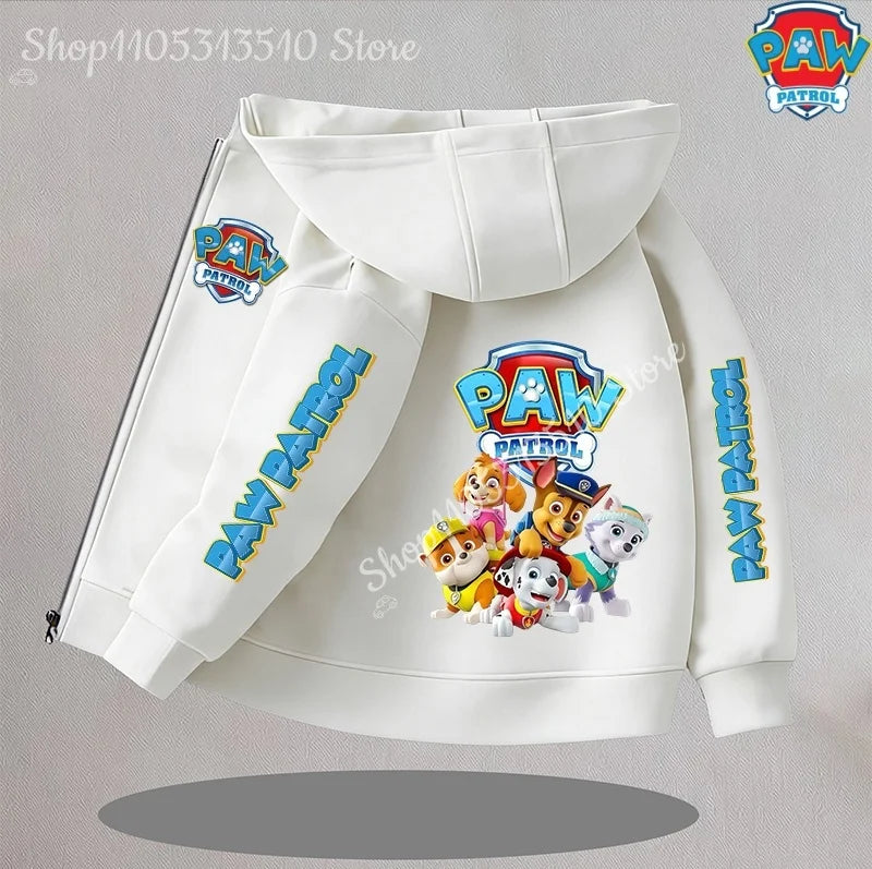 Paw Patrol Kids Thin Hooded Coats Anime Chase Zipper Sweatshirts Outwear Fashion Spring Fall Hoodies Sportwear Children Clothes