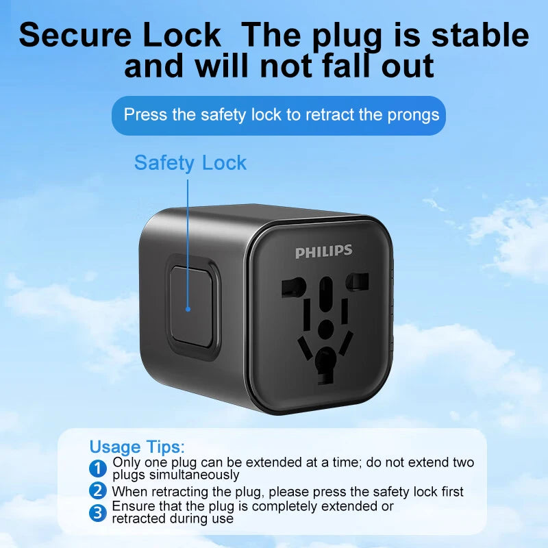 Philips Global Travel Adapter Philips Universal Conversion Socket US/EU/Aus/UK Adaptor