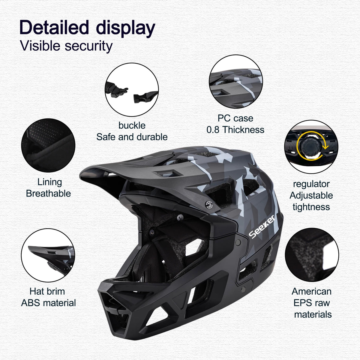 UMUSEEKER Bicycle Cross-Country Full-Face Helmet, One-Piece Impact-Resistant Adult Mountain Biking Downhill Safety Protective He
