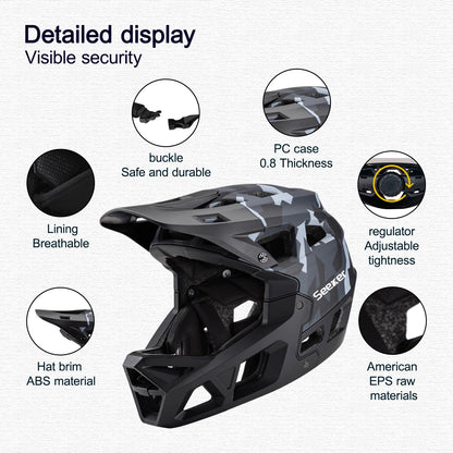 UMUSEEKER Bicycle Cross-Country Full-Face Helmet, One-Piece Impact-Resistant Adult Mountain Biking Downhill Safety Protective He