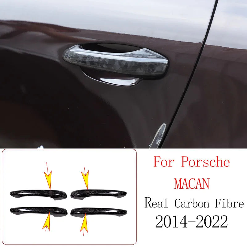 Real Carbon Fiber For Porsche Macan 2014-2020 Inner Door Central Control Gear Panel Cover Door Sill Trim Stickers Accessories