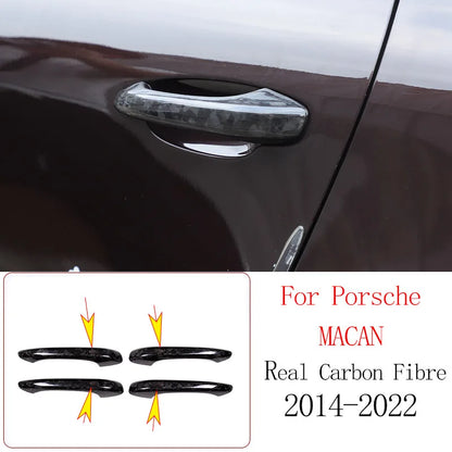 Real Carbon Fiber For Porsche Macan 2014-2020 Inner Door Central Control Gear Panel Cover Door Sill Trim Stickers Accessories