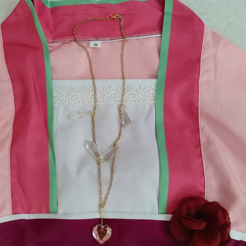 Maomao Cosplay Costume Anime Apothecary Diaries Mao Mao Pink Kimono Full Set Women Outfit with Necklace for Halloween Comic Con