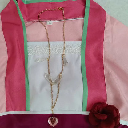Maomao Cosplay Costume Anime Apothecary Diaries Mao Mao Pink Kimono Full Set Women Outfit with Necklace for Halloween Comic Con