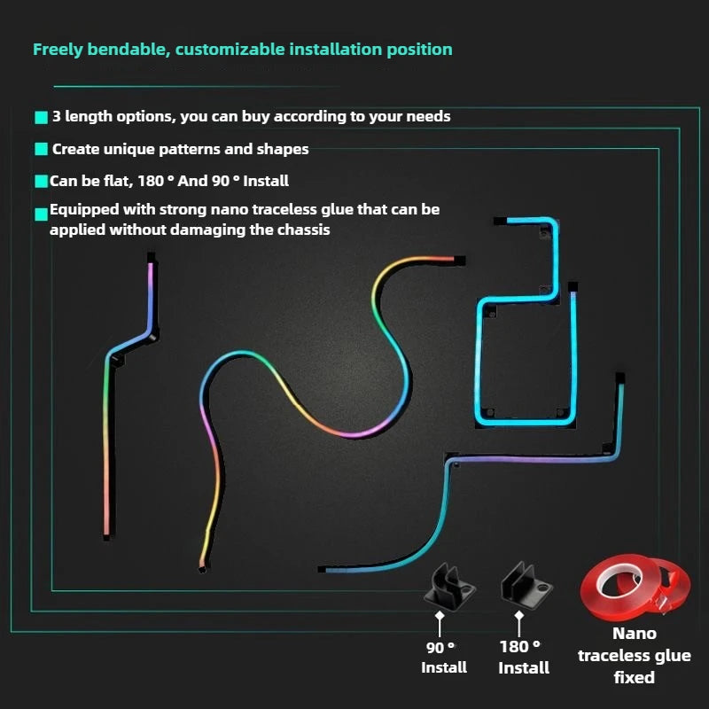 ARGB Motherboard PC Case Decoration 5V LED Strip - RGB Phantom Sync with Screen, AURA Sync Compatible 3Pin LED Strip