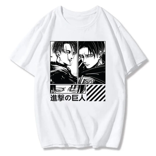 Attack on Titan T-Shirt Levi Ackerman Anime Theme Summer New Boys Kids Short Sleeves Trendy